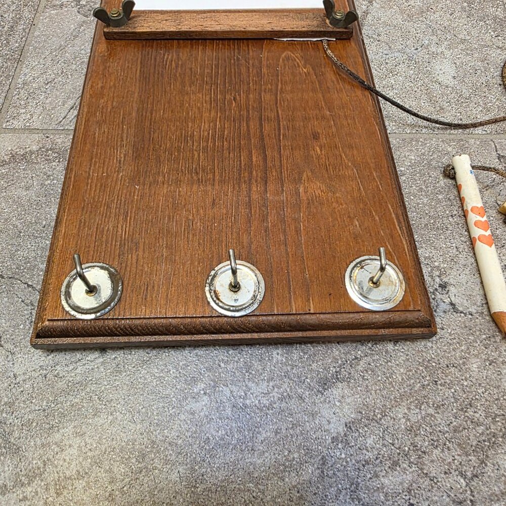 1970's Mushroom Wood Wall Hanging Memo Board Key Holder Merry Vintage - Picture 4 of 6
